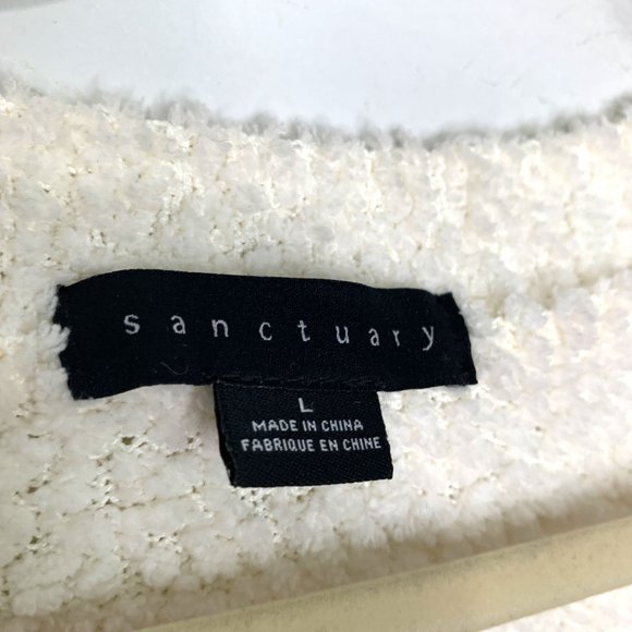 SANCTUARY White Milk Teddy V-Neck‎ Sweater Sz L - Picture 7 of 9